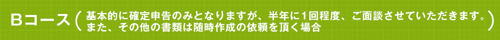 Bコース（確定申告のみでその他の書類は随時作成の依頼を頂く場合）